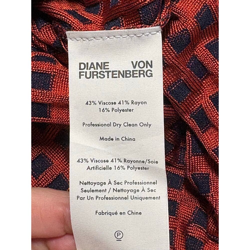 Diane Von Furstenberg Knit Wrap Dress Women's Medium Checkered Red Navy Blue - Picture 9 of 9